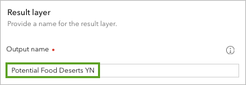 Output name entered in the Results layer section.