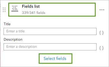 Select fields in the Fields list section
