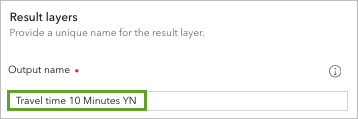 Output name parameter in the Result layers section