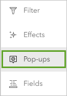 Pop-ups on the Settings toolbar