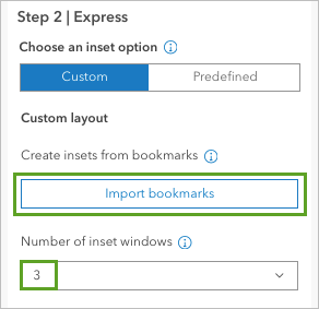 Number of inset windows set to 3 and the Import bookmarks button.