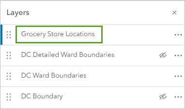 The Grocery Store Locations layer selected in the Layers pane.