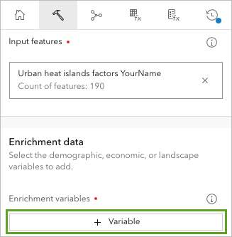 Variable button on the Enrich Layer tool pane