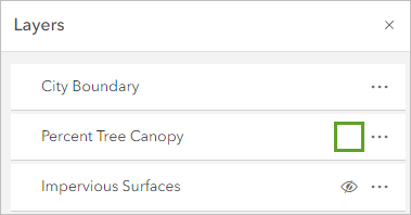Visibility button turned on for the Percent Tree Canopy layer