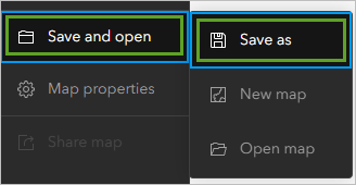 Save as on the Save and open menu