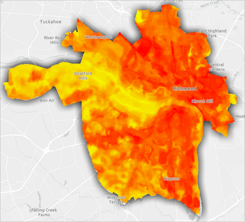 Evening Temperature layer visible on the map