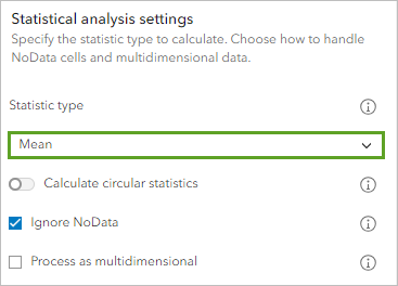 Statistic type set to Mean under Statistical analysis settings