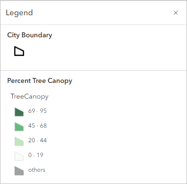 Legend for the Percent Tree Canopy layer