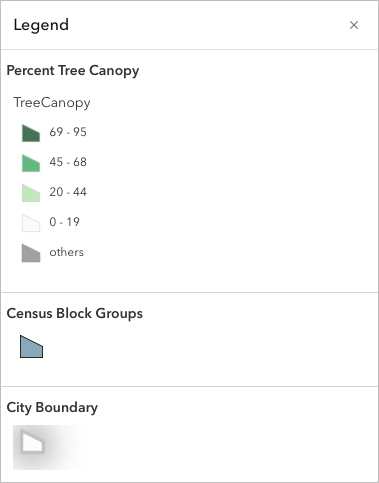 Legend for the Percent Tree Canopy layer