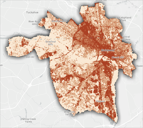 Impervious Surfaces layer visible on the map