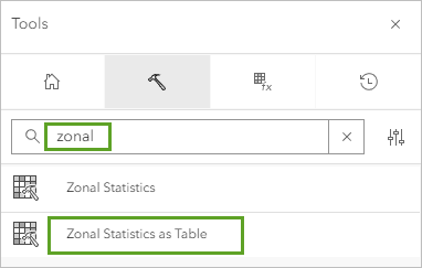 Zonal Statistics as Table on the Tools pane