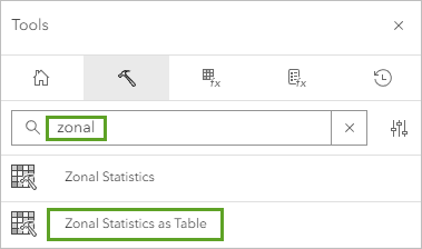 Zonal Statistics as Table on the Tools pane