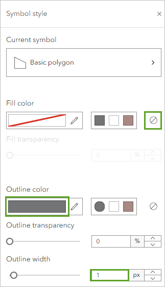 Outline color and width set
