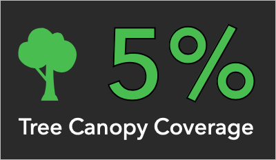 Tree canopy coverage indicator configured