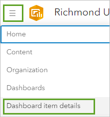 Download item details on the dashboard menu