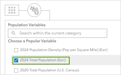 Total Population variable checked in the Data Browser