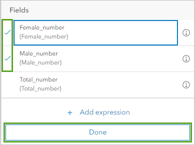 Select fields for the chart.