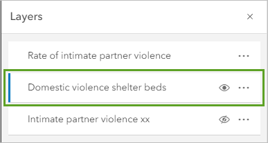 Select Domestic violence shelter beds layer.