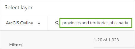 Search for provinces layer