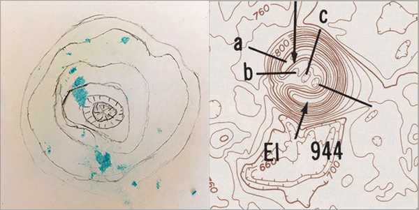 Depression contours are drawn with hatches