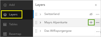 Mayr's Alpenkarte layer in the Contents pane