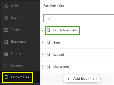 Bookmarks menu