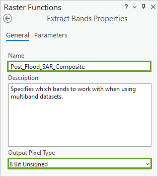 Extract Bands General tab