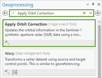 Apply Orbit Correction tool search