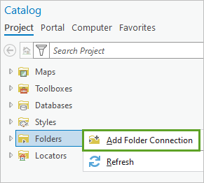 Add Folder Connection menu option