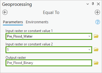 Equal To tool parameters