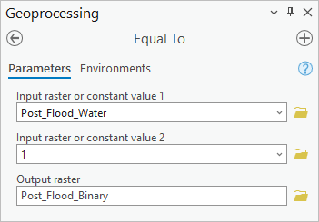 Equal To tool parameters