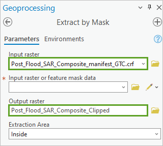 Extract by Mask tool parameters