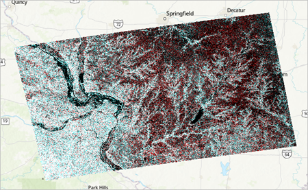 Sentinel-1 GRD image on the map