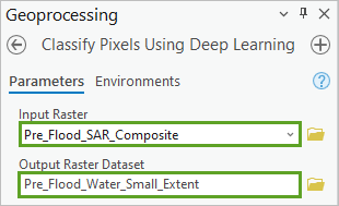 Classify Pixels Using Deep Learning tool parameters