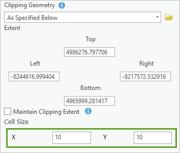 Cell Size X and Y both set to 10