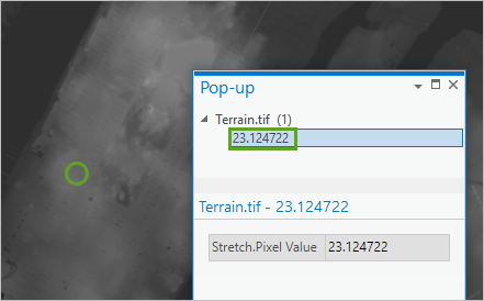 Pop-up showing an elevation value of 23.12 meters.