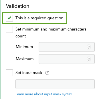 Set the Validation parameter to require the question.