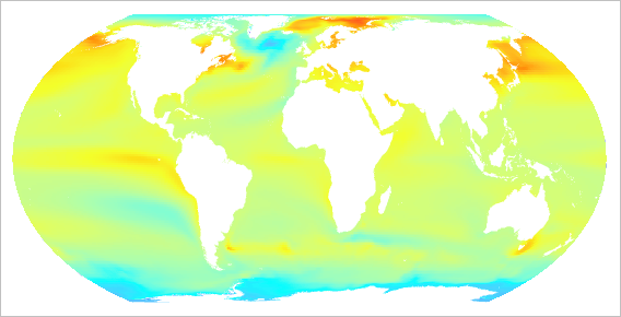 Map of changes in temperature