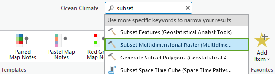 Subset Multidimensional Raster tool in the Command Search menu