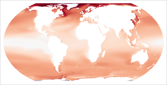 Map of changes in pH in red