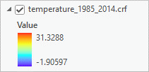 Legend for temperature_1985_2014.crf layer