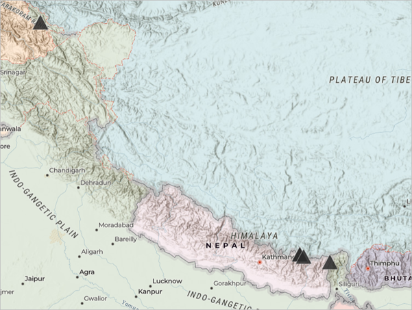 Mountains with black triangle symbols