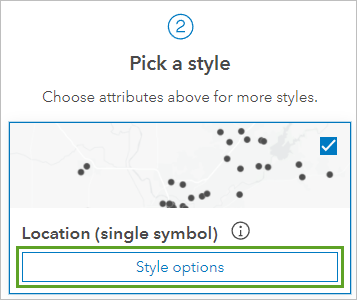 Style options button for Location (single symbol) drawing style