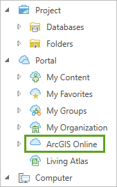 ArcGIS Online option in the Add Data window
