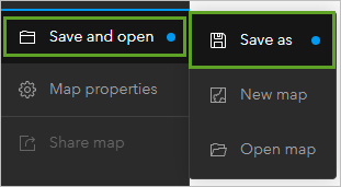 Save as on the Save and open menu
