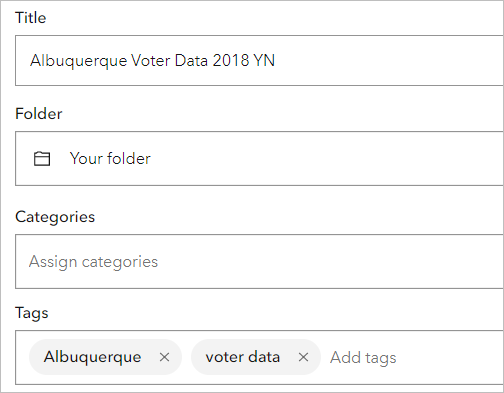 Parameters for the new feature layer