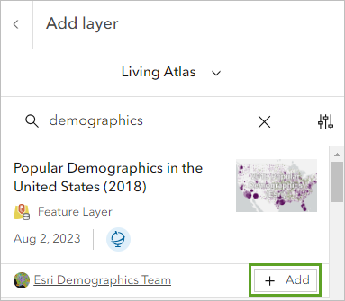 Search Living Atlas for demographics.