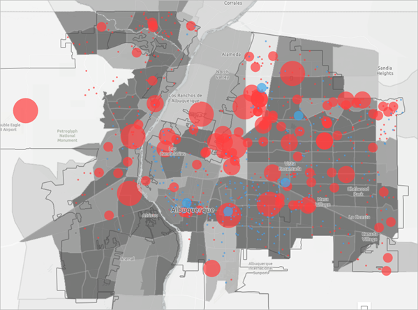 Contribution layers over population density layer