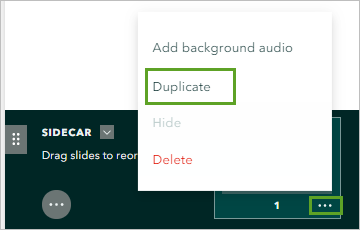 Duplicate in the More options menu for the first Sidecar slide.