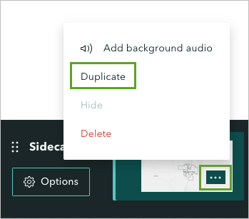 Duplicate in the More options menu for the first Sidecar slide.